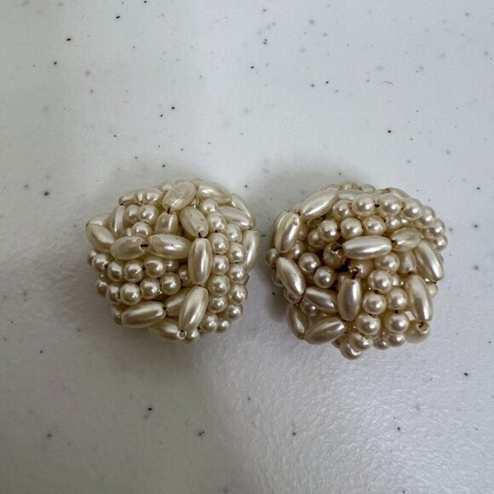 Bluette Vintage Shoe‎ Clips Faux Pearl Cluster Circle France Antique Beaded